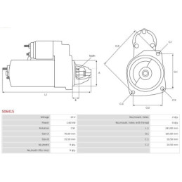 Démarreur 24 V 1.6 kW S0641S