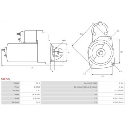 Démarreur 1.40 kW pour Ford Focus II Volvo V50 S40 DA HCP DP MW