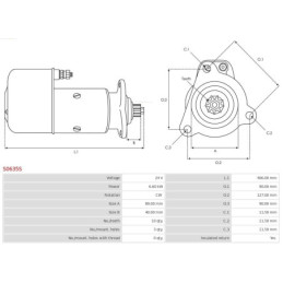 Démarreur 24 V 6.6 kW S0635S