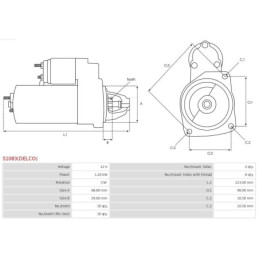 Démarreur 1.20 kW pour Opel Antara Chevrolet Captiva L07 C100 C140