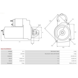 Démarreur 1.00 kW pour Honda Jazz III Civic VIII Hatchback GE FN