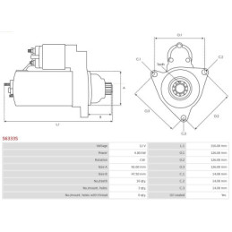 Démarreur 12 V 4 kW S6333S