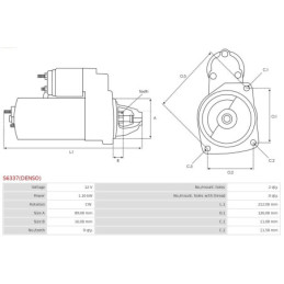 Démarreur 12 V 1.1 kW S6337(DENSO)