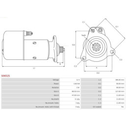 Démarreur 12 V 3.6 kW S0652S