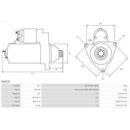 Démarreur 12 V 3 kW S6357S