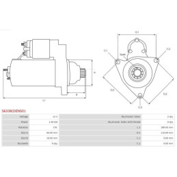 Démarreur 12 V 1.4 kW S6338(DENSO)