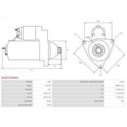 Démarreur 12 V 1.4 kW  pour Volvo 850 2.3 T5-R S6332(DENSO)