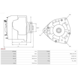 Alternateur pour TOYOTA AVENSIS Liftback (T22) 4.9 7 15 15 35 2706003040