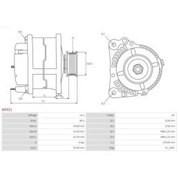 Alternateur pour RENAULT Duster (HS) Sandero / Stepway I (BS) 231003449R