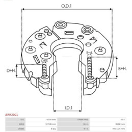 Pont de diodes alternateur 50A pour OPEL Corsa C Break (X01) LR1100502E