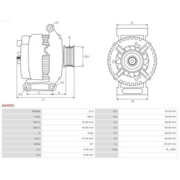 Alternateur pour TOYOTA LAND CRUISER (VDJ20, UZJ20) A6405S