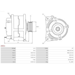 Alternateur pour HYUNDAI GALLOPER II (JK-01) 5 8 19.2 8 23 3730030013