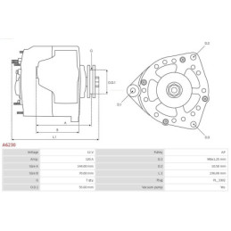 Alternateur pour LAND ROVER Defender SUV (L316) 38522267F