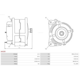 Alternateur pour AUDI A3 Break (8P1) A3 Cabrio (8P7) 7.9 1588319