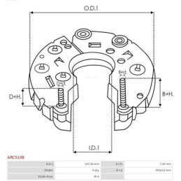 Pont de diodes alternateur 30A pour FIAT Scudo (220) A860T06870