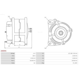 Alternateur pour NEW HOLLAND T9 38 129 0504338098